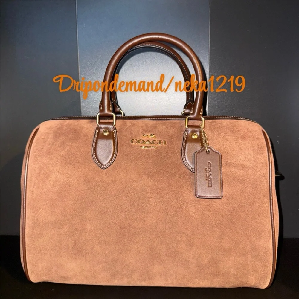 Coach Rowan Large Satchel Bag in Suede - Picture 1 of 15
